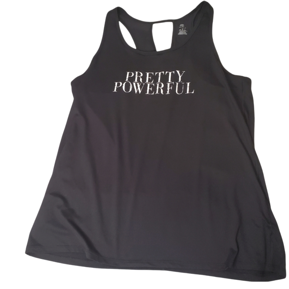 CHAMPION | Women's Pretty Powerful motivational text graphic tanktop. Size XL.